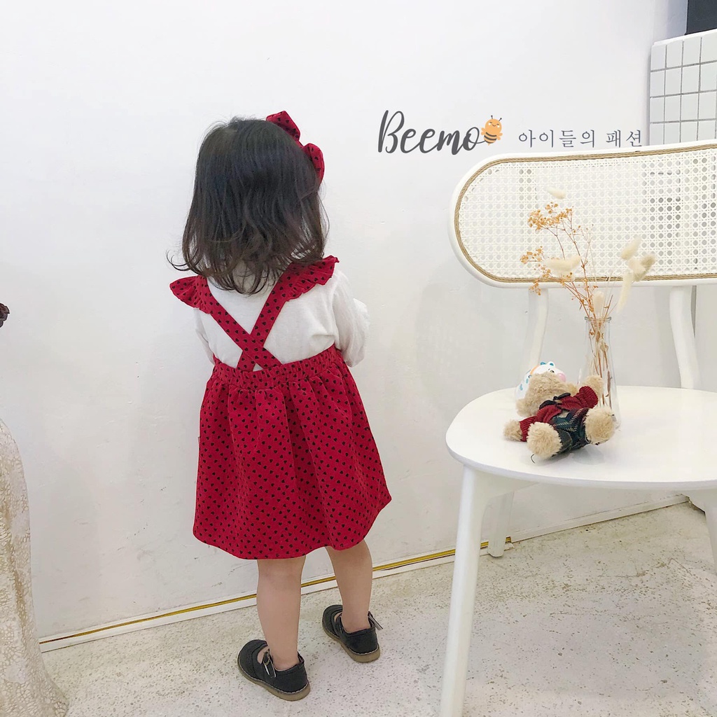 Set váy nhung tăm chấm bi 3 chi tiết