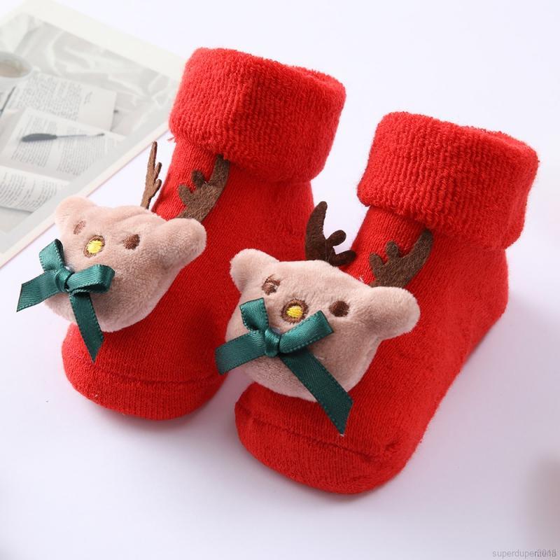 Vớ cotton họa tiết giáng sinh dễ thương cho trẻ sơ sinh