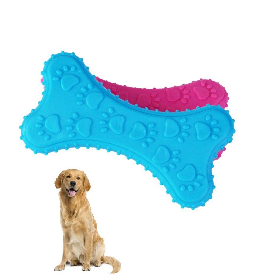 Hanpet.GV- Xương chó gặm bằng cao su siêu bền (màu ngẫu nhiên) size 10cm đồ chơi cho chó tập cắn (chó dưới 20kg)