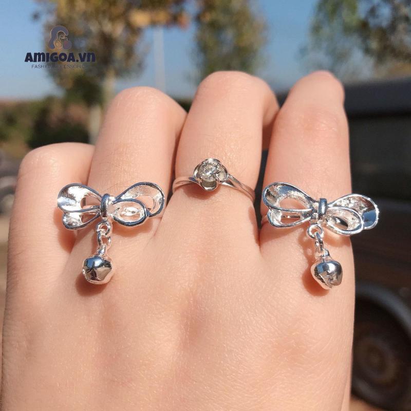 ✨✨Nhẫn Nơ Chuông Có Thể Điều Chỉnh Kích Cỡ Làm Quà Tặng Cho Bạn Gái Sinh Viên