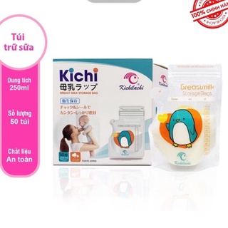 Túi trữ sữa Kichilachi Nhật Bản 250ml (Hộp 50 túi mỏ vịt) - Tặng kèm bút ghi chú không phai