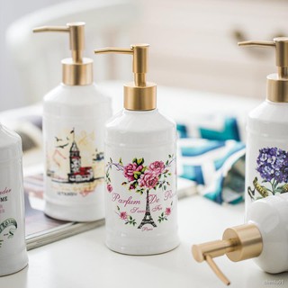 ❁bình đựng xà phòng rửa tay bằng gốm thân thiện với môi trường phong cách châu âu