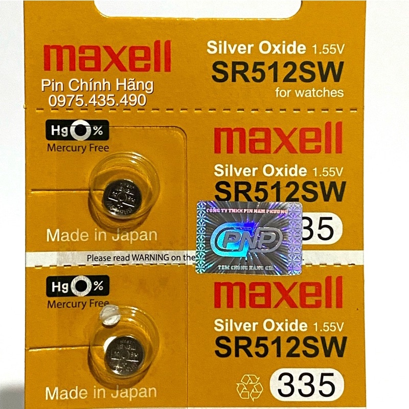 Pin Đồng Hồ SR512SW SR512 335 Maxell Chính Hãng Vỉ 1 Viên Made in Japan