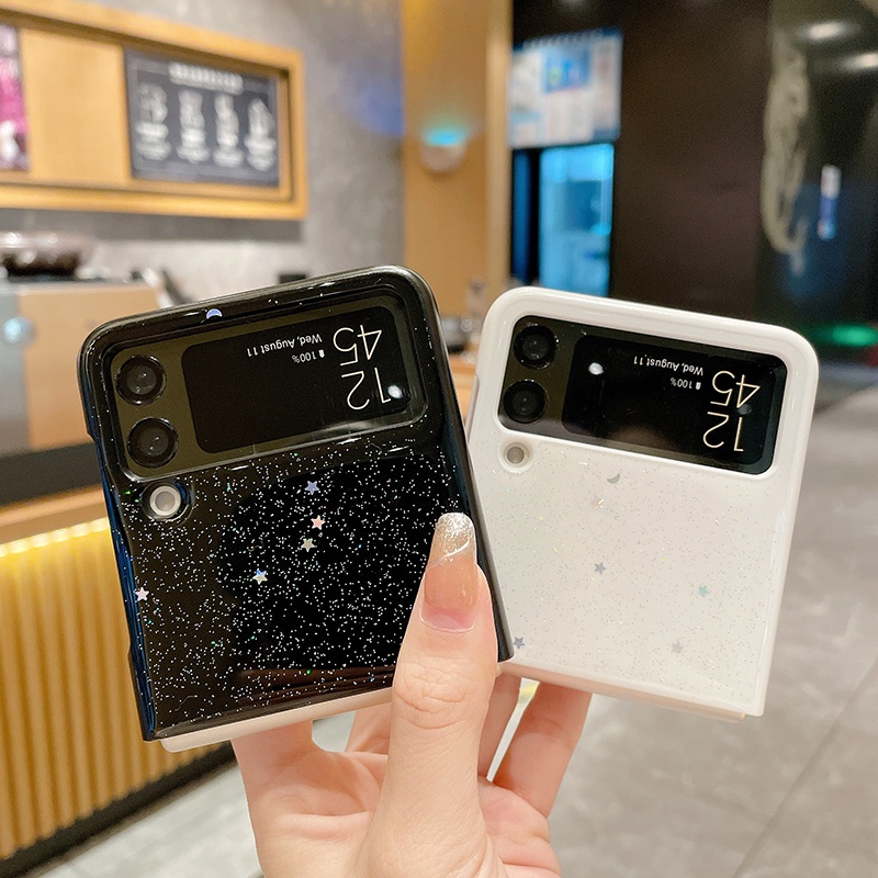 Ốp Điện Thoại Silicon Mềm Trang Trí Kim Tuyến Hình Ngôi Sao Mặt Trăng Cho Samsung Galaxy Z Flip4 Flip3 5G Z Flip 4 3