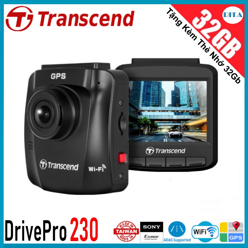 CAMERA HÀNH TRÌNH TRANSCEND DP 230 + Thẻ nhớ 32GB