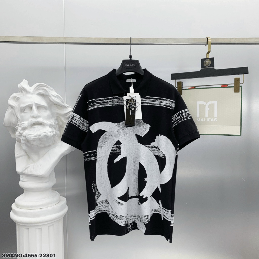 Áo Thun Nam Cổ Trụ Chất Cotton Mềm Mát In Loang 2 Màu Trắng Đen Form Chuẩn Mặc Đẹp Hot Trend NEW UNISEX