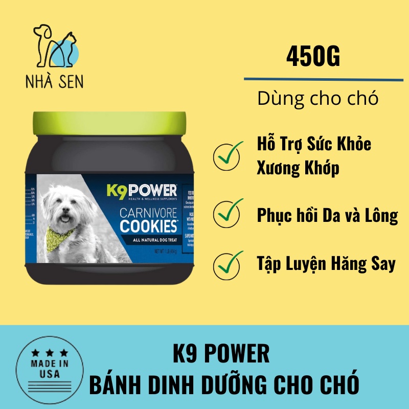 Bánh Dinh Dưỡng cho chó K9 Power Carnivore Cookies 450g