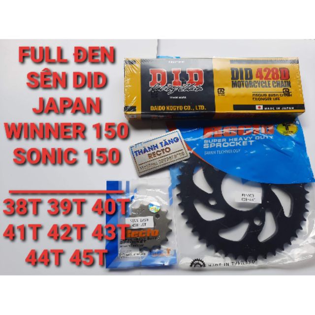 NHÔNG SÊN DĨA WINNER/SONIC 150 SÊN ĐEN DID JAPAN CHÍNH HÃNG