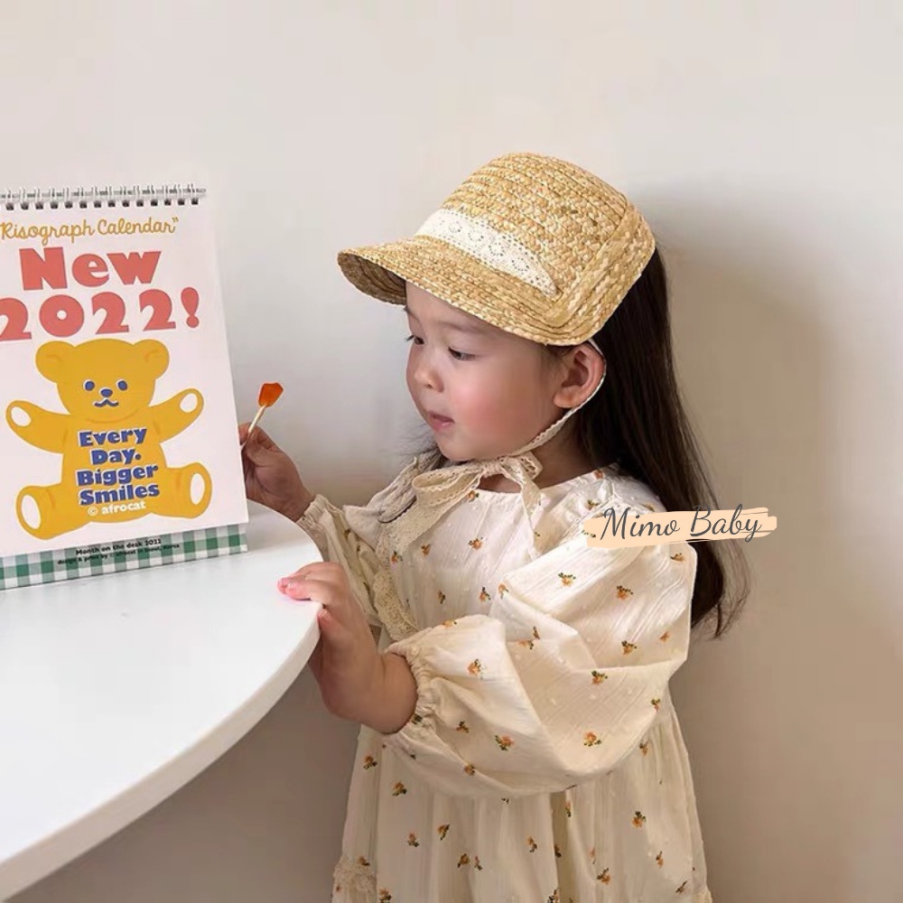 Mũ cói nửa đầu buộc dây phong cách hàn quốc cho bé MH158 Mimo Baby