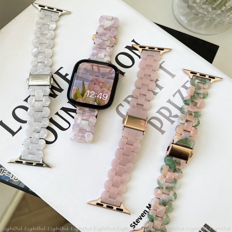 Dây Đeo Thay Thế Chất Liệu Nhựa Resin Cho iWatch Series 7 6 SE 5 4 3 2 1 41mm 45mm 44mm 40mm 42mm 38mm