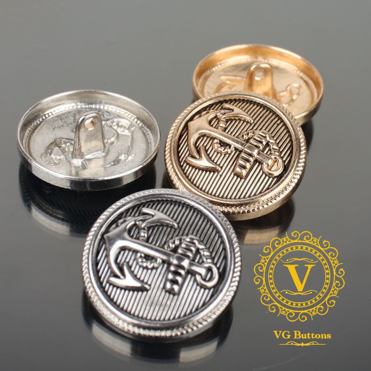 Vgbuttons Nút kim loại, cúc áo kiểu mỏ neo, phù hợp khuy ao vest / măng tô / áo dạ, màu vàng / bạc, size 18mm / 23mm