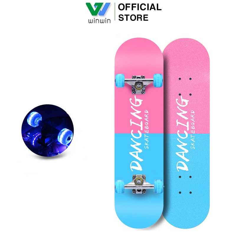 Ván Trượt Thể Thao Skateboard Có Đèn Led Phát Sáng - Ván Trượt Người Lớn Mặt Nhám Cao Cấp Chất Liệu Gỗ Phong Ép 7 Lớp