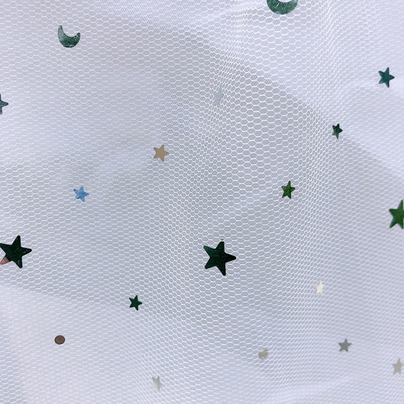 Chân Váy Tulle 2 Vòng Viền Tua Rua Đính Ngôi Sao Mặt Trăng Màu Trắng Phong Cách Lolita