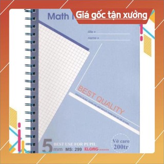 [Sổ vở đẹp] Sổ KLONG Caro Math Notebook lò xo kép B5 bìa nhựa 200tr 72,4g fo kem; MS: 299 [] }