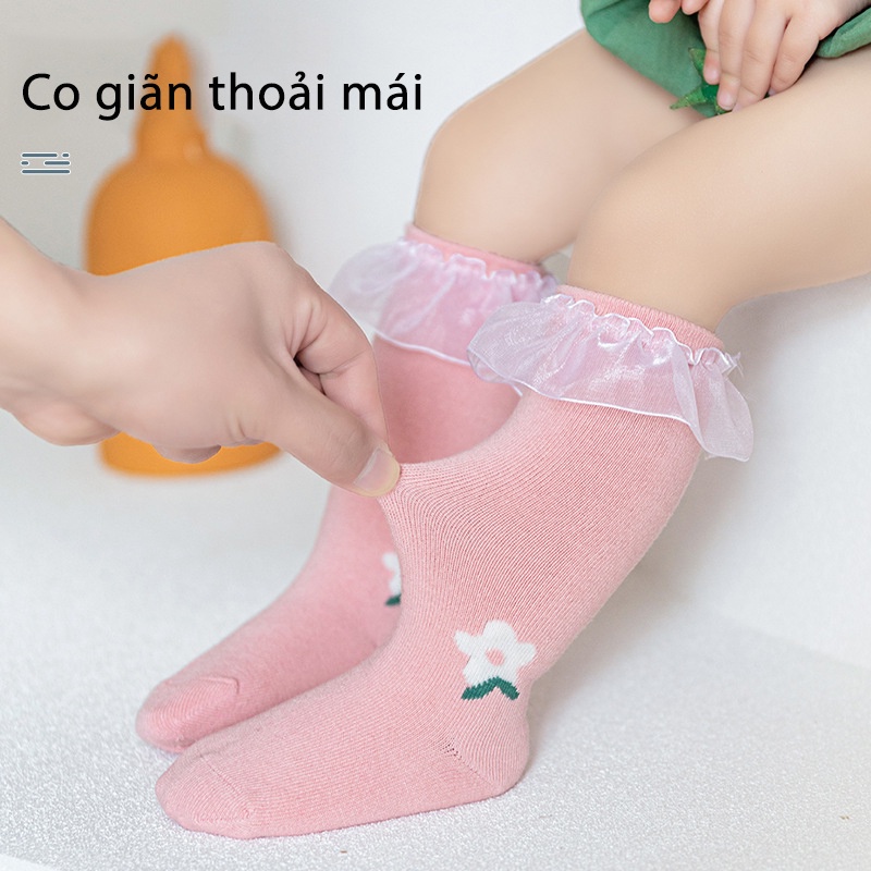 Tất vớ ren hoa quả mềm mại co giãn dễ thương cho bé gái