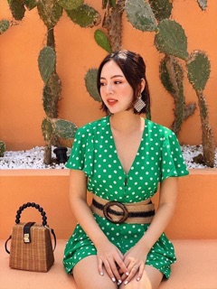 JUMSUIT CHẤM BI TRẮNG ZARA