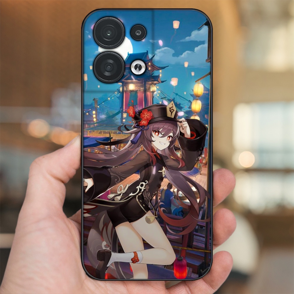 Ốp lưng Oppo Reno 8 5G viền đen in hình Hutao Genshin Impact