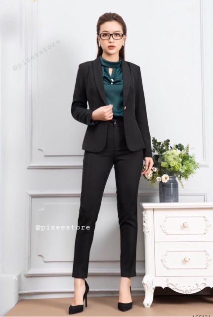 Bộ vest nữ công sở Pizee ACC65 1 nút cao cấp | BigBuy360 - bigbuy360.vn