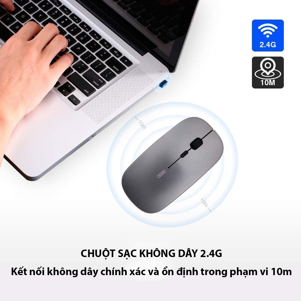 [2.4G+Bluetooth] Chuột Sạc Không Dây Inphic PM1 Cho Máy Tính, Laptop, Macbook