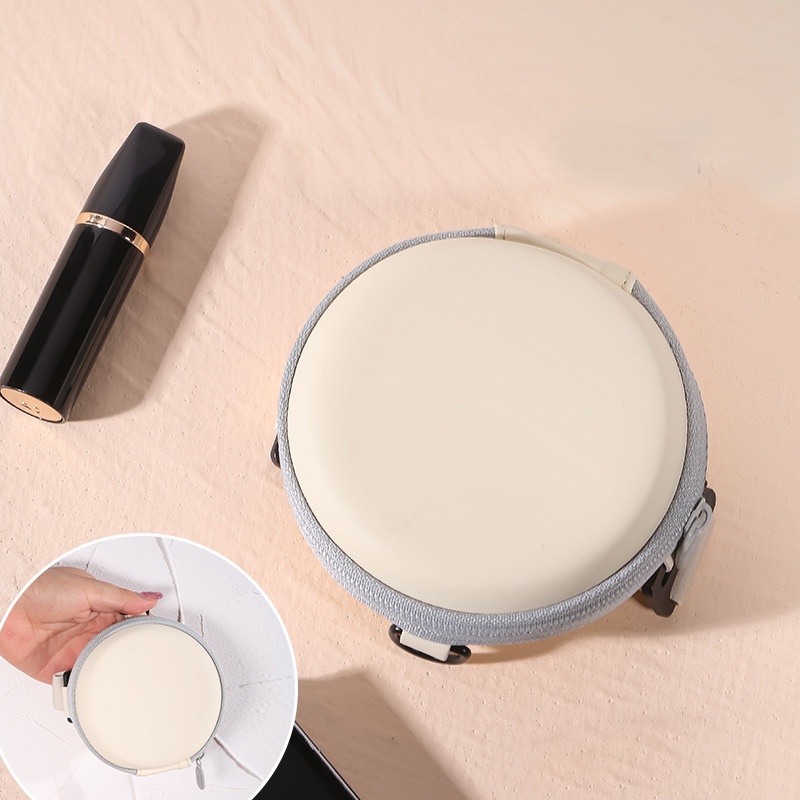 Túi Đựng Mắt Kính Hình Tròn Có Khóa Kéo Màu Trắng Tiện Dụng Mang Theo Du Lịch