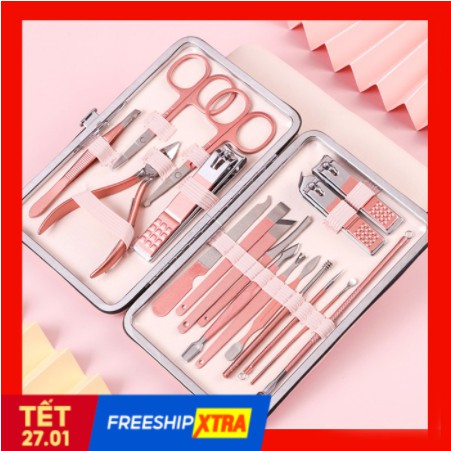 BỘ BẤM MÓNG TAY CHÂN 18 MÓN MÀU HƯỜNG DỄ THƯƠNG