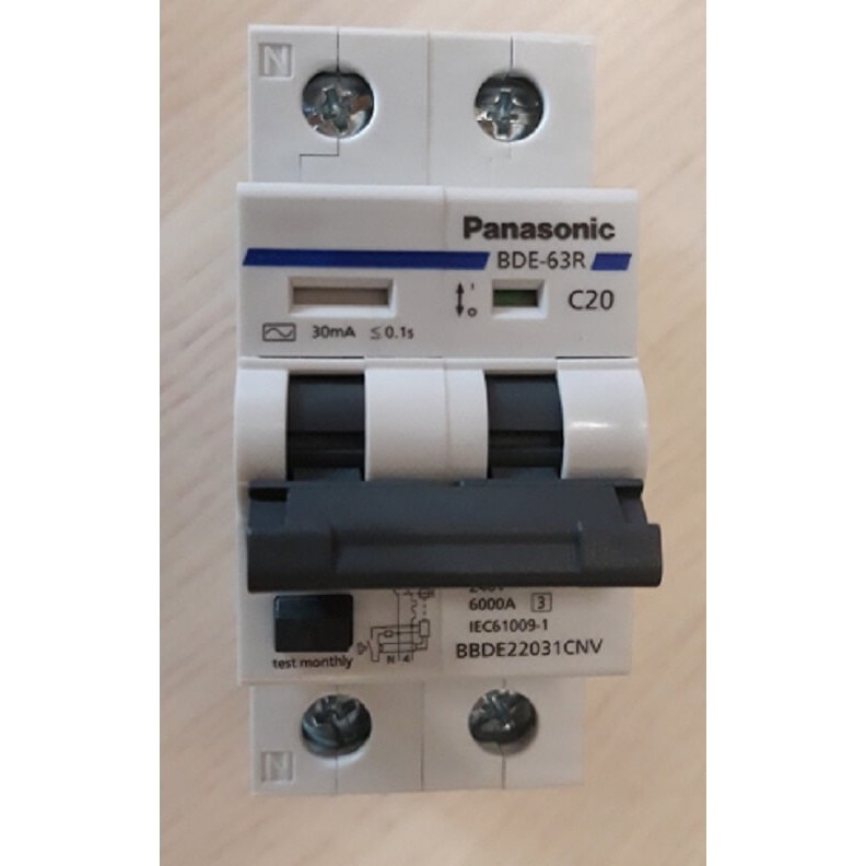 Aptomat chống giật 2P 20A 30mA RCBO Panasonic BBDE22031CNV