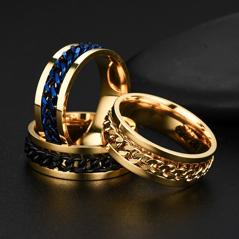 Nhẫn khui bia dây xích xoay nam nữ unisex cao cấp titan mạ giá rẻ bền đẹp
