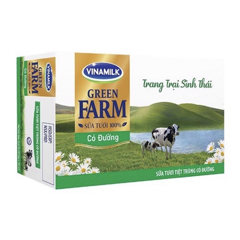 Thùng 48 hộp Sữa Tươi TiệtVinamilk Green Farm it đường180ml