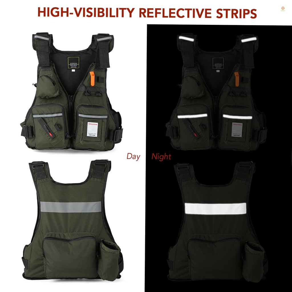 Áo Khoác Phao Câu Cá Nhiều Túi Kèm Giá Đỡ Chai Nước Cho Thuyền Kayak Thể Thao Dưới Nước