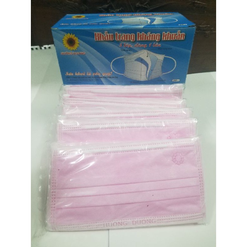 Khẩu trang kháng khuẩn 😷Freeship😷 Hướng Dương Xanh/Trắng/Hồng 3 lớp (50C)