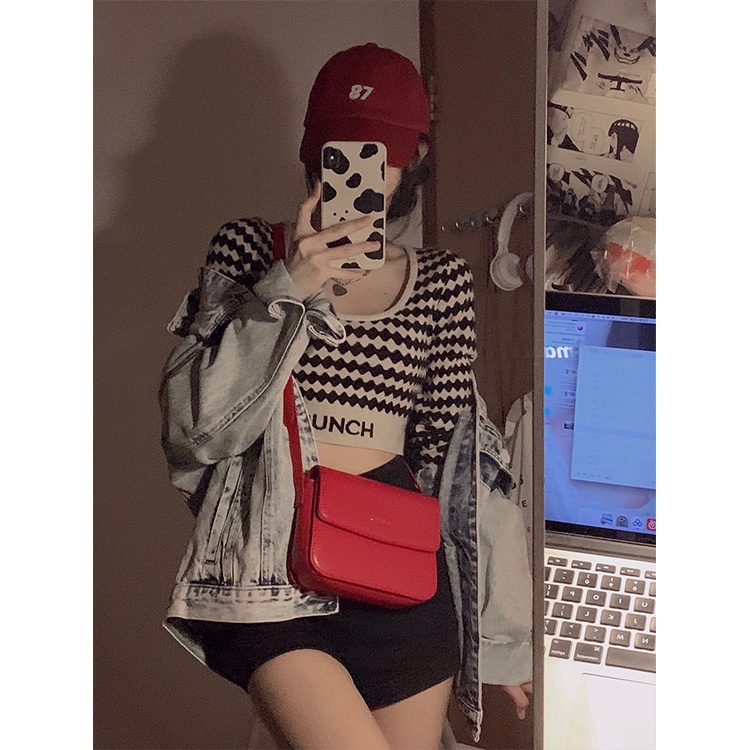 LALISAS Áo Len Dài Tay Kẻ Sọc Phong Cách Hàn Quốc Cho Nữ