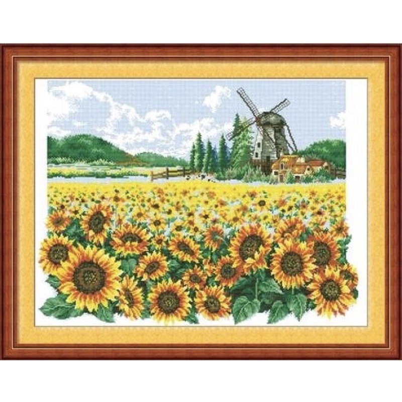 Tranh thêu cánh đồng hoa hướng dương F232 ( 77x 59 cm)
