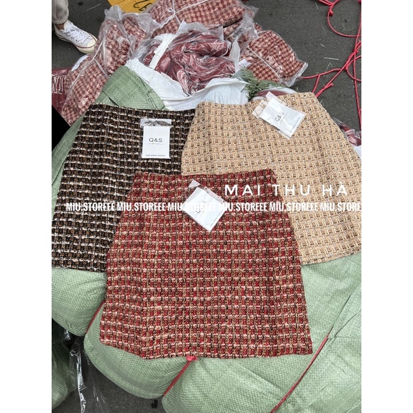 CHÂN VÁY DẠ TWEED DÁNG CHỮ A NHIỀU MÀU CVDTDA