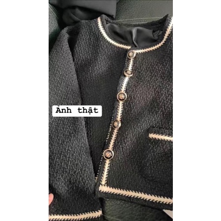 Áo dạ tweed màu đen, dày dặn , 2 lớp
