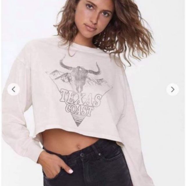 Áo thun F21 croptop tay dài vnxk