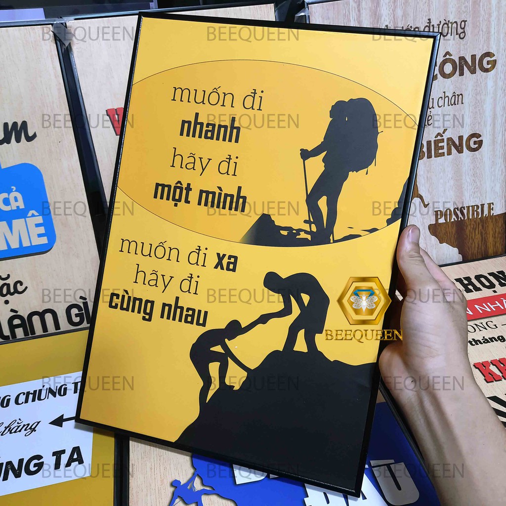 [HOT] Các Mẫu Tranh Động Lực Slogan Văn Phòng Đẹp Nhất - In Nền Giả Gỗ, Bo Khung Chắc Chắn, Tặng Kèm Phụ Kiện Treo