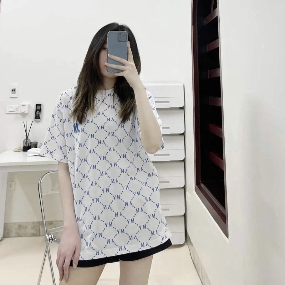 TRẮNG - Áo Phông Cổ Tròn MLB Tee Diamond Monogram VNXK - ÁO THUN NY HÀNG XUẤT DƯ