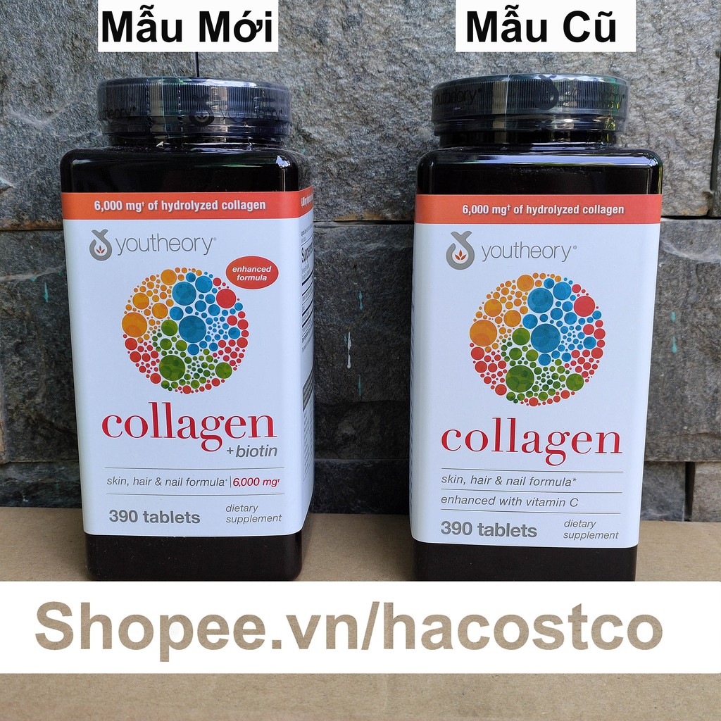 [Mã COSHOT28 hoàn 8% xu đơn 250K] Viên Uống Youtheory Collagen Advanced 390 Viên collagen Type 1,2&3 - Mẫu mới