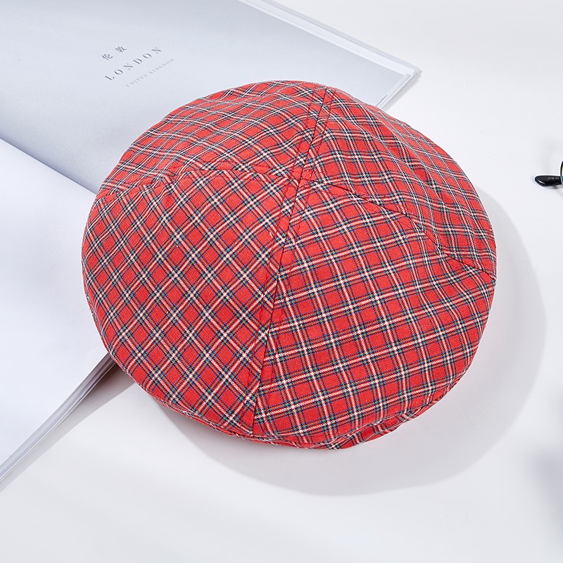 Mũ Beret Mỏng Mềm Thoáng Khí Kẻ Sọc Caro Phong Cách Nhật Bản Dễ Phối Đồ Thời Trang Mùa Hè Cho Nữ