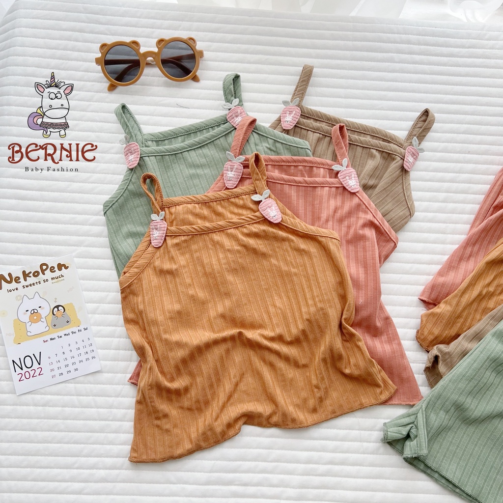 Bộ hai dây dễ thương bé gái, bộ thun gân 2 dây mềm mát đáng yêu