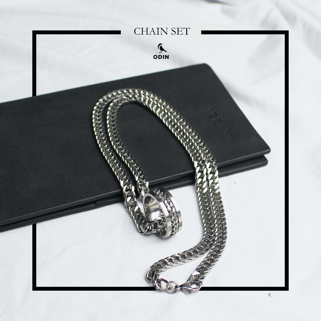 [TẶNG KÈM NHẪN] Vòng cổ Chain Titanium - Thép Titan KHÔNG GỈ