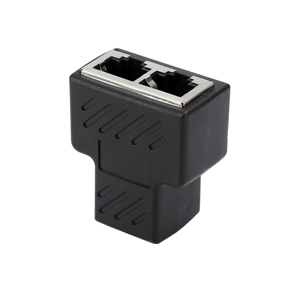 【Ready Stock】 New adapter connector 1 to 2 LAN RJ45 eight core standard jack socket Splitter Extender Plug for Ethernet Network Cable