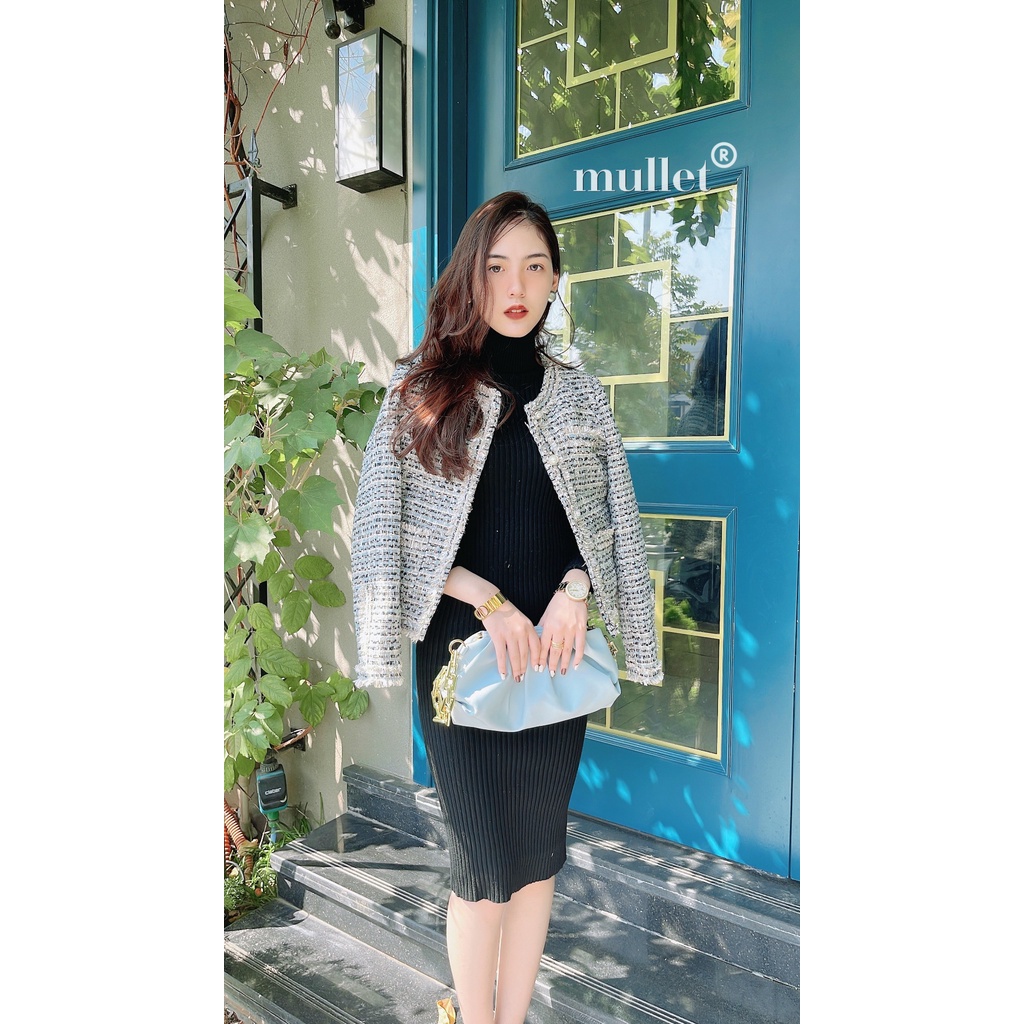 ÁO TWEED VIỀN BÈO XANH BLUE MULLET