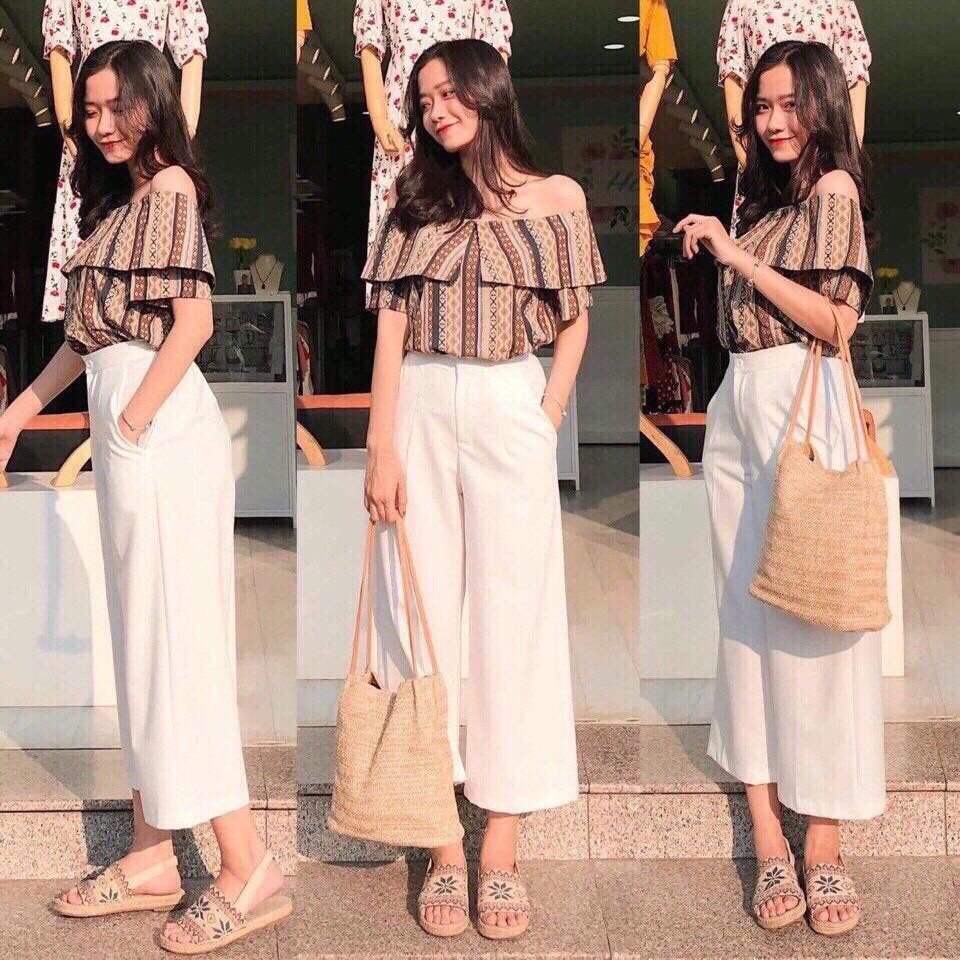 Quần đũi ống suông culottes gu dài 98cm full tag túi zip như ảnh thật