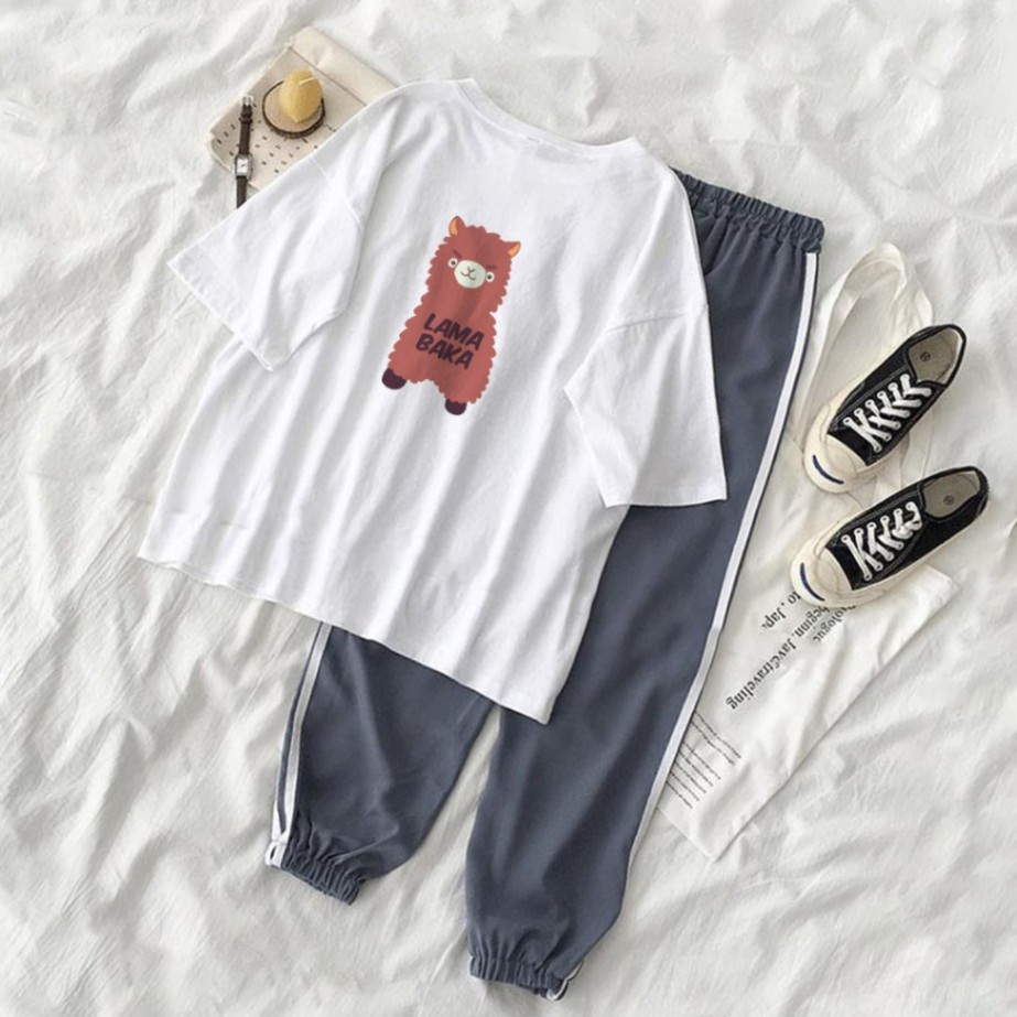 Bộ Đồ Nữ Thể Thao quần thun dài Jogger và áo thun cổ tròn tay lỡ giá rẻ JGX118