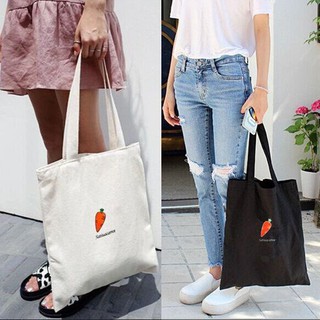 Túi tote vải canvas loại xịn dày dặn có khóa kéo họa tiết củ cà rốt cho nữ - Monkeyshop078