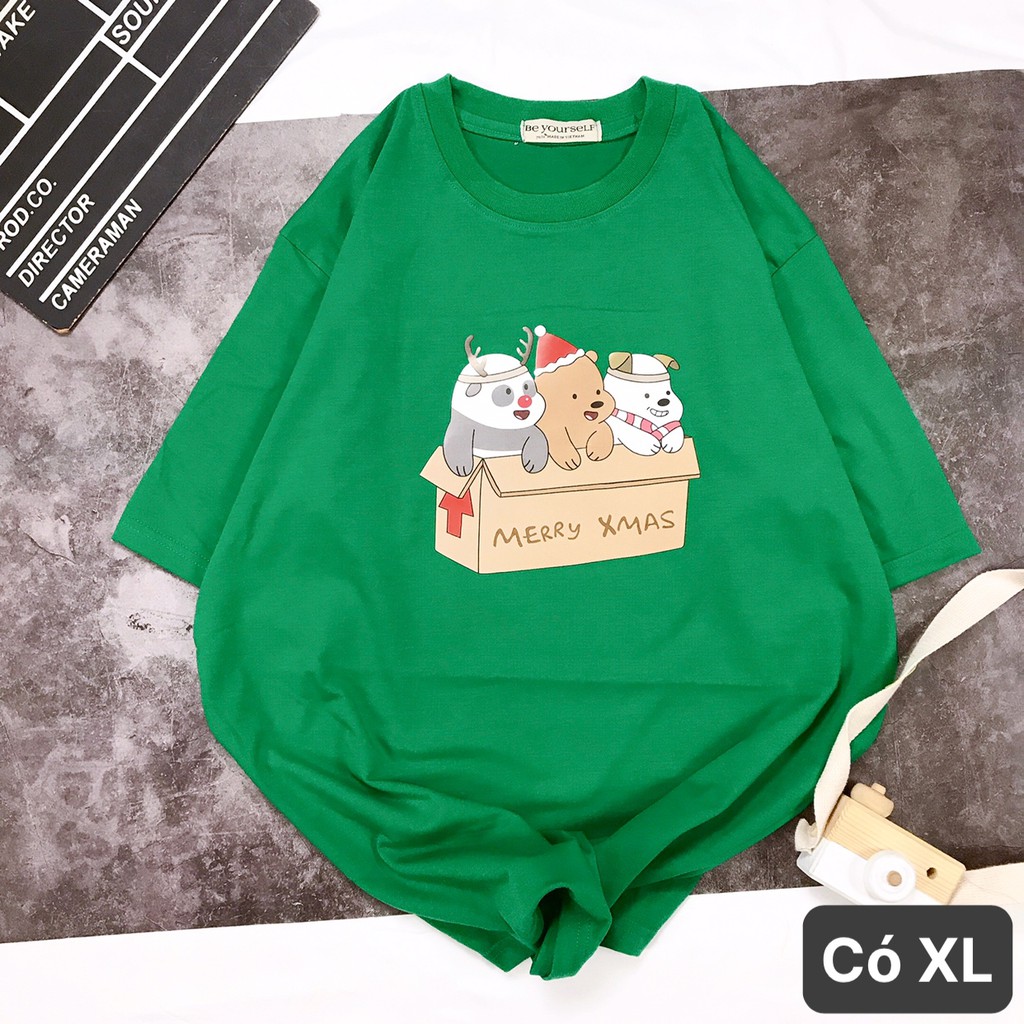 [HÌNH THẬT TỰ CHỤP] - Áo thun tay ngắn Be Yourself unisex size M L - 3 CON GẤU TRONG HỘP QUÀ NOEL