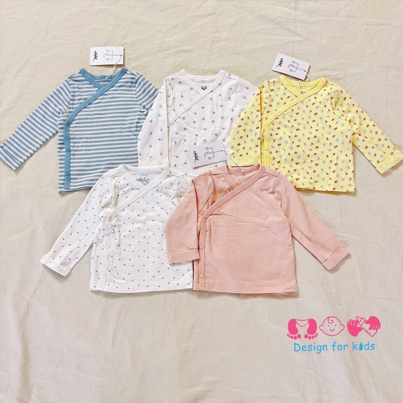 Áo dài tay cài cúc vạt chéo vải ORGANIC COTTON cao cấp Cas.tro xuất dư cho bé