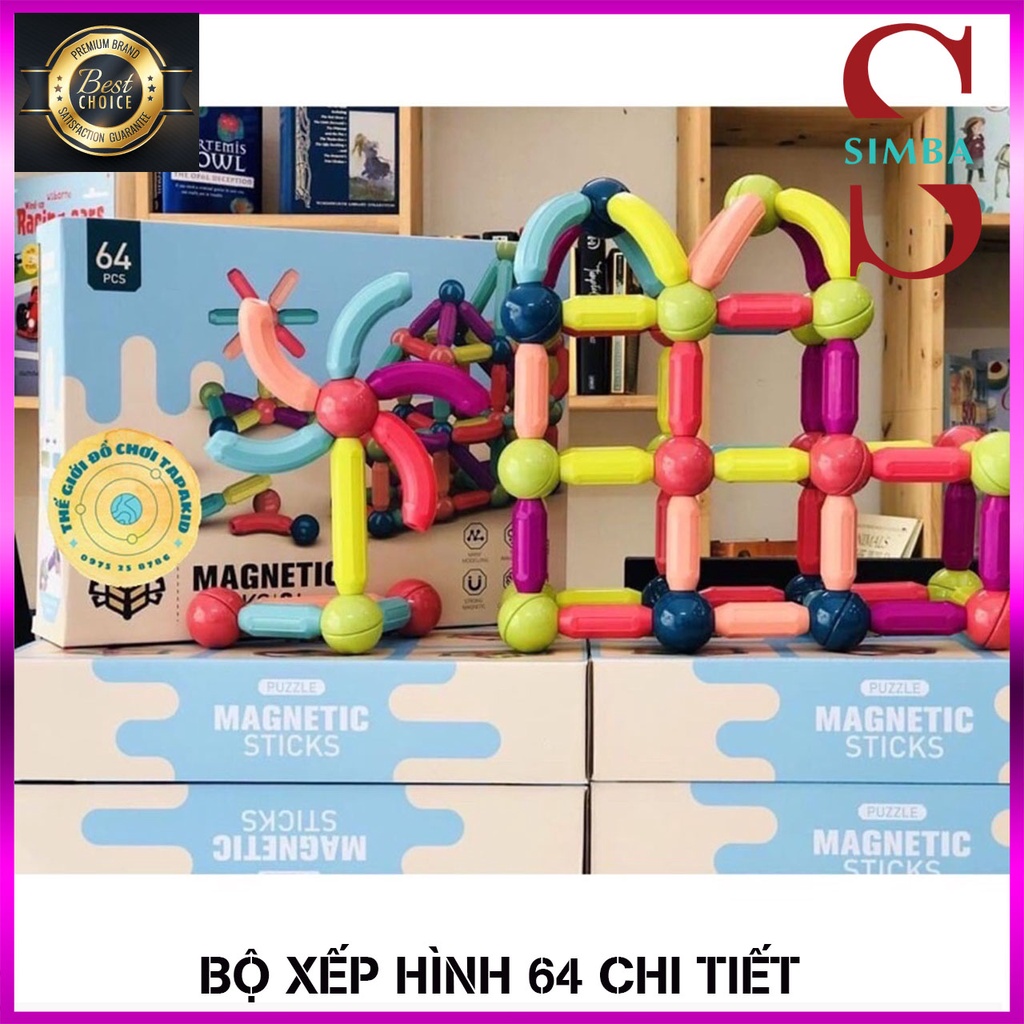 Bộ xếp hình nam châm - Đồ chơi nam châm xếp hình thông minh cho bé hàng loại 1 64 chi tiết SIMBA-SHOP