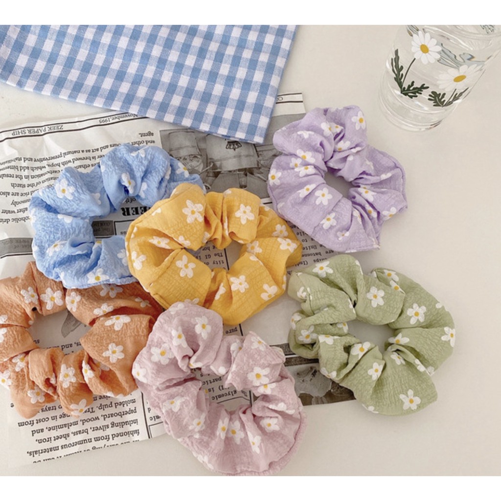 Dây buộc tóc Scrunchies hoa cúc